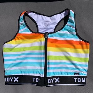 TOMBOY X Swim Racerback Zip Top Sunset stripes